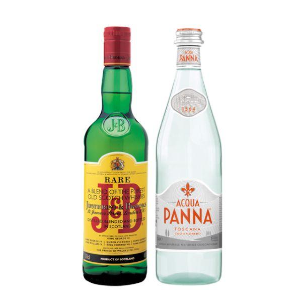 J&B Rare Blended Scotch Whisky (70 cl) con Acqua Panna