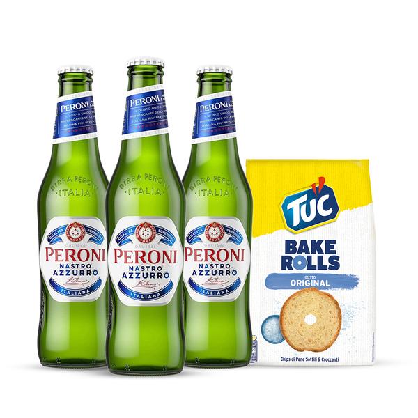 Kit Aperitivo - Peroni Nastro Azzurro e Tuc Bake Rolls Original