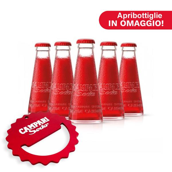 5 Campari Soda (10 cl) con Apribottiglie Campari Soda in Omaggio!